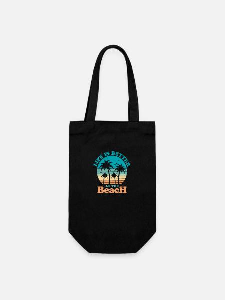 Lifes is better at the beach - Gift Bag for Bottles - black