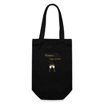 Prosecco – water with emotion – sparkling wine in glasses - Gift Bag for Bottles - black - Front