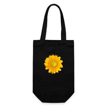 Sonnenblume Sonnenblumenblüte Blume floral blumig - Geschenkbeutel für Flaschen - Schwarz - Vorne