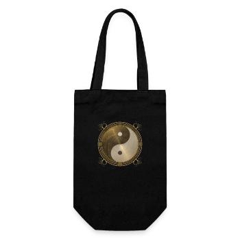 golden Dragon Yin Yang flower of live sun energy - Geschenkbeutel für Flaschen - Schwarz - Vorne