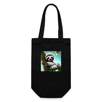 cute sloth on tree poster - Gift Bag for Bottles - black - Front