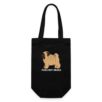 Carlins Not Drugs - Cute Kawaii Chubby Funny Dog - Sac à bouteille - noir - Devant