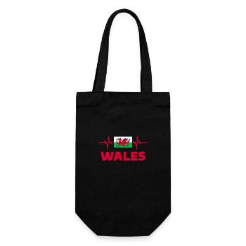 Wales Fußball 2022 Wales Herzschlag Wales Flagge - Geschenkbeutel für Flaschen - Schwarz - Vorne