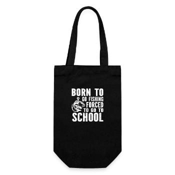 Born To Fishing Forced To Go To School Fishing - Gift Bag for Bottles - black - Front
