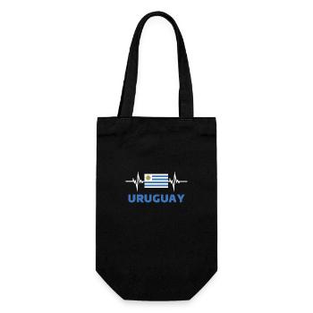 Uruguay Fußball 2022 Herzschlag Uruguay - Geschenkbeutel für Flaschen - Schwarz - Vorne
