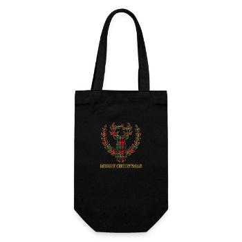 Merry Christmas Deer Stag with Lights Scottish - Gift Bag for Bottles - black - Front