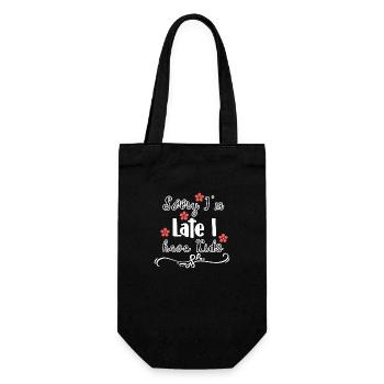 Tut mir leid, dass ich zu spät komme, ich habe Kinder - Geschenkbeutel für Flaschen - Schwarz - Vorne