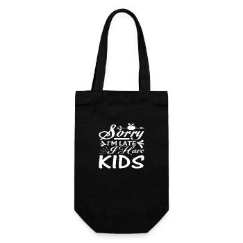 Tut mir leid, dass ich zu spät komme, ich habe Kinder - Geschenkbeutel für Flaschen - Schwarz - Vorne