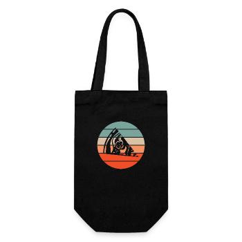 Pizza Retro Sonnenuntergang - Geschenkbeutel für Flaschen - Schwarz - Vorne