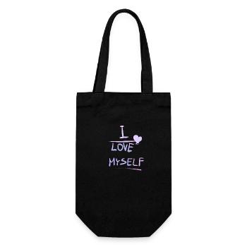 selbstliebe herz text muster ich liebe mich stolz - Geschenkbeutel für Flaschen - Schwarz - Vorne