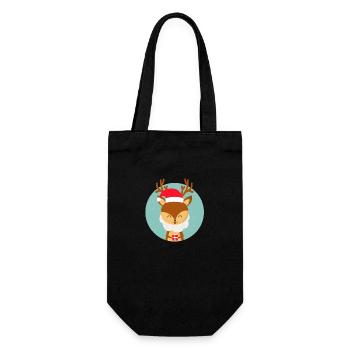 Weihnachtsmannhirsch - Geschenkbeutel für Flaschen - Schwarz - Vorne