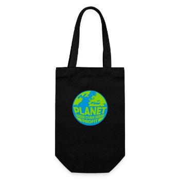 planet over profit Zitat - Geschenkbeutel für Flaschen - Schwarz - Vorne