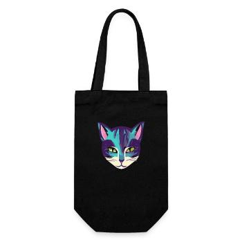 Illustration eines Katzenporträts, Vektor - Geschenkbeutel für Flaschen - Schwarz - Vorne