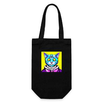 Illustration eines Katzenporträts, Vektor - Geschenkbeutel für Flaschen - Schwarz - Vorne