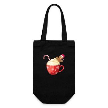 Weihnachtliche Schokotasse - Geschenkbeutel für Flaschen - Schwarz - Vorne