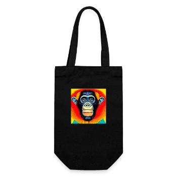 Illustration of a portrait of a chimpanzee - Gift Bag for Bottles - black - Front