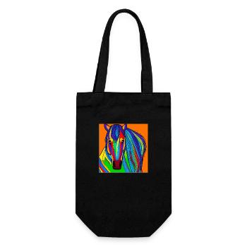 Colorful illustration of a horse - Gift Bag for Bottles - black - Front