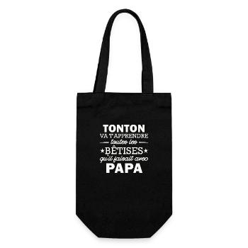 tonton va t apprendre les bêtises de papa - Sac à bouteille - noir - Devant