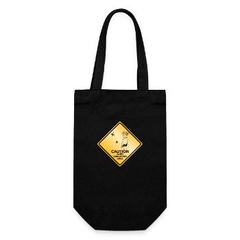 Caution Sign UFO Alien Abduction Area - Gift Bag for Bottles - black - Front