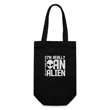 human costume alien Zitat - Geschenkbeutel für Flaschen - Schwarz - Vorne