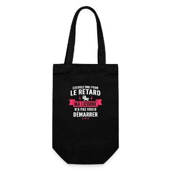 cadeau humour retard / humour licorne - Sac à bouteille - noir - Devant