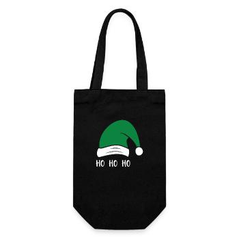HO HO HO - Geschenkbeutel für Flaschen - Schwarz - Vorne