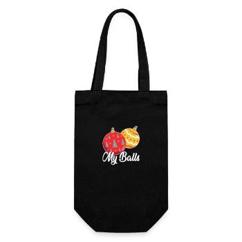 Weihnachten Lustig Weihnachtskugeln Meine Bälle - Geschenkbeutel für Flaschen - Schwarz - Vorne