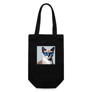 Süße Katze Henry mit Brille - Geschenkbeutel für Flaschen - Schwarz - Vorne