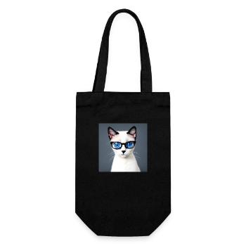 Mignon chat Zoe avec des lunettes - Sac à bouteille - noir - Devant