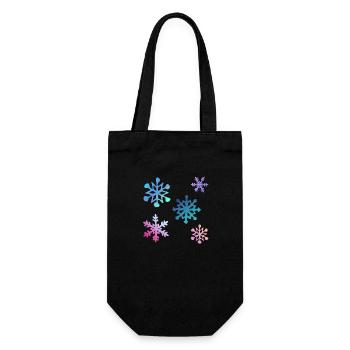 Bunte Schneeflocken - Geschenkbeutel für Flaschen - Schwarz - Vorne