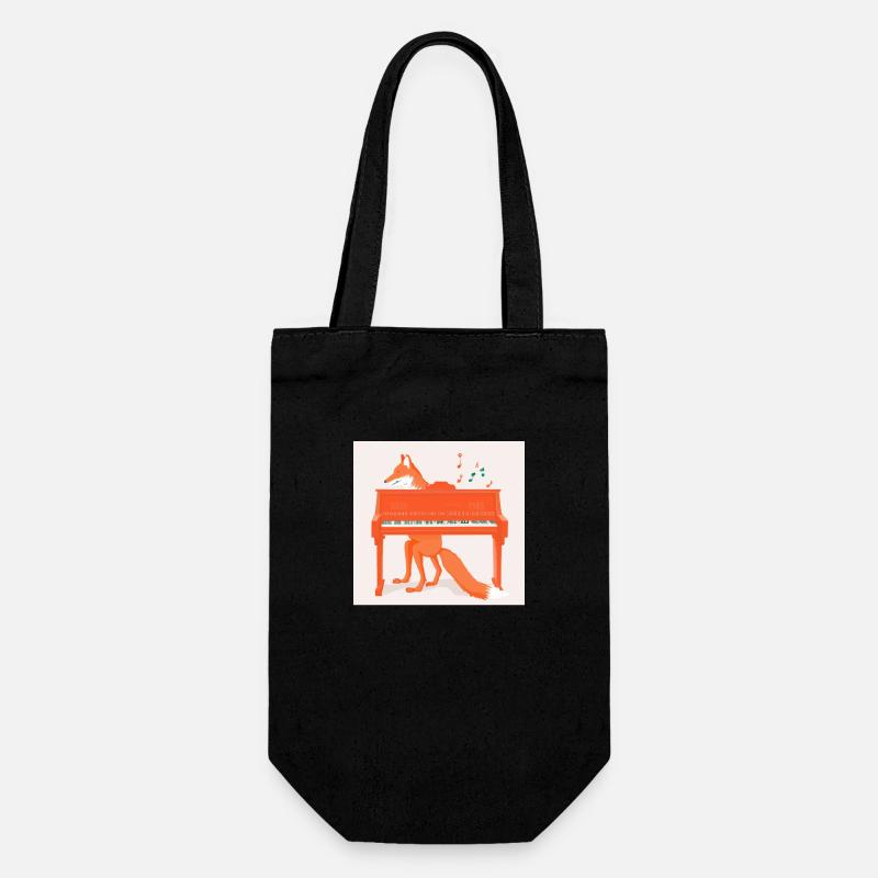 Fox au piano - Sac à bouteille - noir
