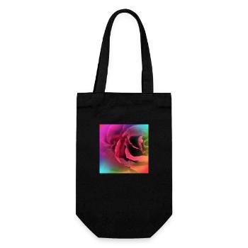 Creative multicolored photo of a rose - Gift Bag for Bottles - black - Front