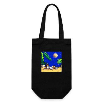 astronaut lounging in a tropical resort in space - Gift Bag for Bottles - black - Front