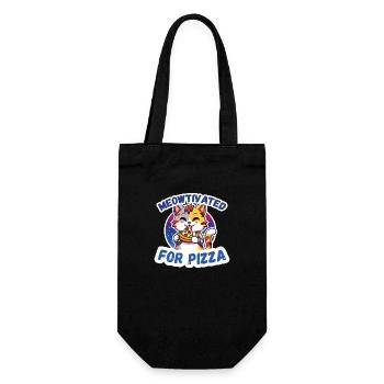 Meowtivated for pizza cat eating pizza - Gift Bag for Bottles - black - Front