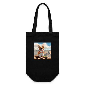 Cute corgi on a table in the mountains - Gift Bag for Bottles - black - Front