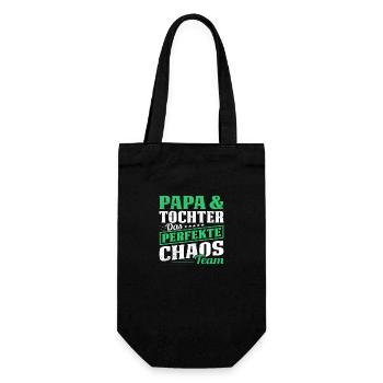Papa & Tochter Das perfekte Chaos Team - Geschenkbeutel für Flaschen - Schwarz - Vorne