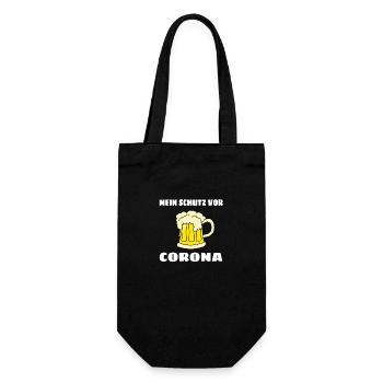 Mein Schutz vor Corona | Bier lustig | Geschenk - Geschenkbeutel für Flaschen - Schwarz - Vorne