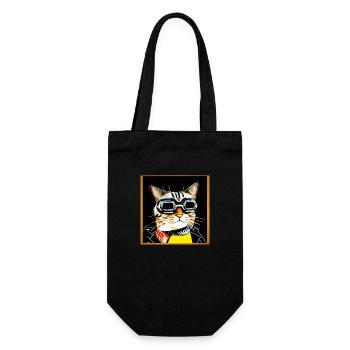 Coole Katze 1 - Geschenkbeutel für Flaschen - Schwarz - Vorne