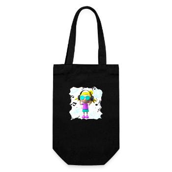 LUSTIGE MUSIK ILLUSTRATION MÄDCHEN 6 - Geschenkbeutel für Flaschen - Schwarz - Vorne