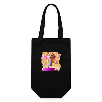 LUSTIGE MUSIK ILLUSTRATION MÄDCHEN 7 - Geschenkbeutel für Flaschen - Schwarz - Vorne