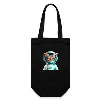 space cat - Geschenkbeutel für Flaschen - Schwarz - Vorne