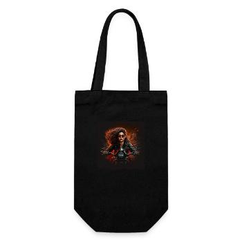 Female Biker 2 - Gift Bag for Bottles - black - Front