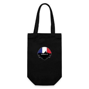 Marseille Frankreich Flagge Skyline Silhouette Reisen - Geschenkbeutel für Flaschen - Schwarz - Vorne