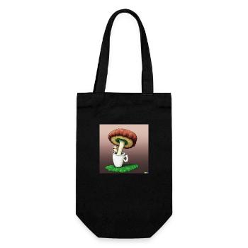 Mushroom sipping Coffee - Gift Bag for Bottles - black - Front