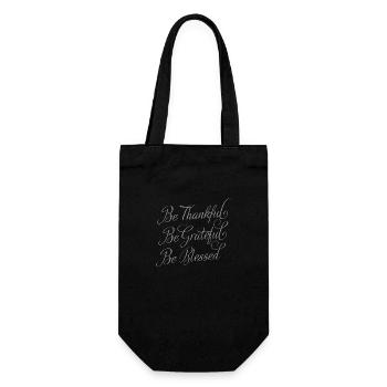 Be Thankful - Be Grateful - Geschenkbeutel für Flaschen - Schwarz - Vorne