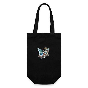 Schmetterling mit Blumen bunt Geschenk - Geschenkbeutel für Flaschen - Schwarz - Vorne