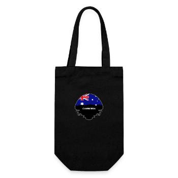 Canberra Australien Flagge Skyline Silhouette Reisen - Geschenkbeutel für Flaschen - Schwarz - Vorne