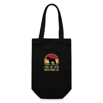 Bouvier Des Flandres Dog Silhouette Retro Sunset - Gift Bag for Bottles - black - Front