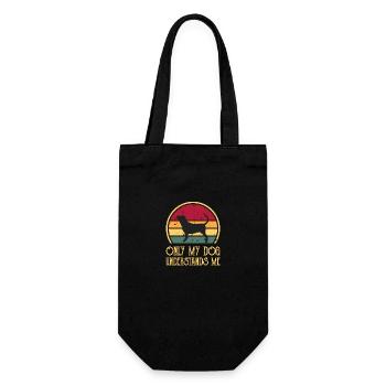 Bluthund Hundeliebhaber Silhouette Vintage Sonnenuntergang - Geschenkbeutel für Flaschen - Schwarz - Vorne