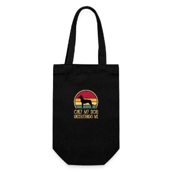 Beauceron Hundeliebhaber Silhouette Vintage Sonnenuntergang - Geschenkbeutel für Flaschen - Schwarz - Vorne